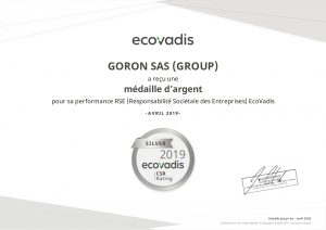 Découvrez le diplôme EcoVadis obtenue par GORON